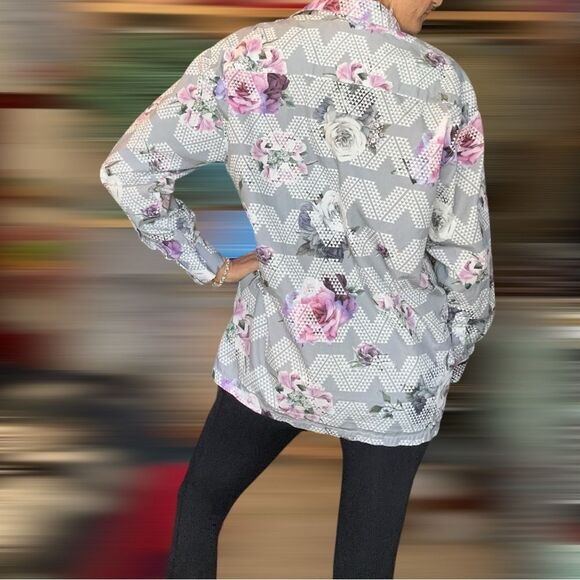 90A. Hula Tease Hawaii Designer Polynesian collar button up Rose Dress shirt - Picture 4 of 12